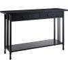 Leick Home 11233 Ironcraft Rustic Two Drawer Hall Console Sofa Table with Shelf, Mission Oak and Black Metal(Black Wash)