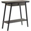 Leick Home 11233 Ironcraft Rustic Two Drawer Hall Console Sofa Table with Shelf, Mission Oak and Black Metal(Grey)