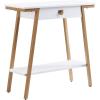 Leick Home 11233 Ironcraft Rustic Two Drawer Hall Console Sofa Table with Shelf, Mission Oak and Black Metal(White)