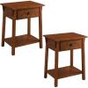 Leick Home 214411 Mission End Table with Drawer, Made with Solid Wood, Side Table for Living Room, Bedroom, and Office, 2-Pack, Russet Finish(Russet)