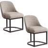 Leick Home 214536 Barrelback Dining Chair with Metal Base, Set of 2, for Dining Room, Modern Black Linen Seat and Gold Metal Base(Gray Linen)