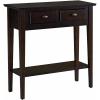 Leick Home 24032 Beckett One Drawer Hall Stand with Shelf for Living Room, Hallway, Entryway, Anthracite/Pewter(Chocolate Oak)