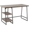 Leick Home 70003-ROBLK Reversible Stepped Tier Shelf Desk, Roughsawn Oak/Gunmetal Gray(Roughsawn Oak/Gunmetal Gray)