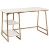Leick Home 70003-ROBLK Reversible Stepped Tier Shelf Desk, Roughsawn Oak/Gunmetal Gray(White Herringbone/Gold)