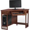 Leick Home 82430 Mission Corner Desk, Writing Computer Desk with Drop Front Keyboard Drawer, for Home Office, Solid Wood, Mission Oak(Mission Oak)