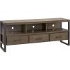 Leick Home 87350 Three Door TV Stand with Cabinet Storage for 55″ TV’s, Westwood Brown Cherry(Smoke Gray / Gunmetal)