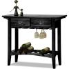 Leick Home 9061-SL Mission Wine Stand with Glass and Bottle Storage, Two Drawer, for Buffet, Dining Room, Living Room, Kitchen, Slate Black Finish(Black)