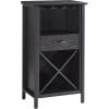Leick Home 9061-SL Mission Wine Stand with Glass and Bottle Storage, Two Drawer, for Buffet, Dining Room, Living Room, Kitchen, Slate Black Finish(Black Wash)
