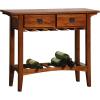 Leick Home 9061-SL Mission Wine Stand with Glass and Bottle Storage, Two Drawer, for Buffet, Dining Room, Living Room, Kitchen, Slate Black Finish(Russet)