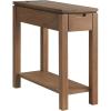 Leick Home 9080-BLK Cade Wood Side Table with USB-C Fast Charging Station AC/USB Charger and Drawer, Black(Aged Barrel)