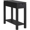 Leick Home 9080-BLK Cade Wood Side Table with USB-C Fast Charging Station AC/USB Charger and Drawer, Black(Black)