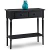 Leick Home Coastal Console Table, Solid Wood, 2 Storage Drawers, Bottom Display Shelf, Narrow Depth, Easy-Assembly, For Living Room/Hallway, Orchid White, 30.0 in. W x 11.0 in. D x 28.0 in. H, 2027-WT(Swan Black)