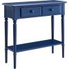 Leick Home Coastal Console Table, Solid Wood, 2 Storage Drawers, Bottom Display Shelf, Narrow Depth, Easy-Assembly, For Living Room/Hallway, Orchid White, 30.0 in. W x 11.0 in. D x 28.0 in. H, 2027-WT(Navy)