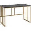 Leick Home Collapsible Slatted Mission Writing Computer Desk, Space Saving for Bedroom, Home Office, Small Spaces, Fully Assembled, Black/Gold, 70001-BLKGD