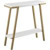 Leick Home Empiria Console Table, Wood with Metal Frame, 2 Shelves, for Entryways, Hallways, and Living Rooms, White and Gold, 11431-WT(White)