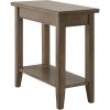 Leick Home Laurent End Table, Solid Wood, Bottom Display Shelf, Narrow, Easy-Assembly, for Living Room/Bedroom, Black, 24.0 in. L x 12.0 in. W x 24.0 in. H, 10505-BK(Grey)