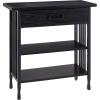 Leick Home Mission Impeccable Bookshelf, Solid Wood, 2 Drawers, 2 Shelves, Slatted Sides, Blackened Hardware, Easy Assembly, Russet Brown, 12 in D x 34 in W x 30 in H, Item 8261(Black Wash / Matte Black)