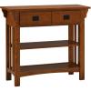 Leick Home Mission Impeccable Bookshelf, Solid Wood, 2 Drawers, 2 Shelves, Slatted Sides, Blackened Hardware, Easy Assembly, Russet Brown, 12 in D x 34 in W x 30 in H, Item 8261(Medium Oak / Blackened)