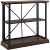 Leick Home Mission Impeccable Bookshelf, Solid Wood, 2 Drawers, 2 Shelves, Slatted Sides, Blackened Hardware, Easy Assembly, Russet Brown, 12 in D x 34 in W x 30 in H, Item 8261(Dark Earth / Matte Black)