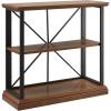 Leick Home Mission Impeccable Bookshelf, Solid Wood, 2 Drawers, 2 Shelves, Slatted Sides, Blackened Hardware, Easy Assembly, Russet Brown, 12 in D x 34 in W x 30 in H, Item 8261(Willow / Gunmetal)