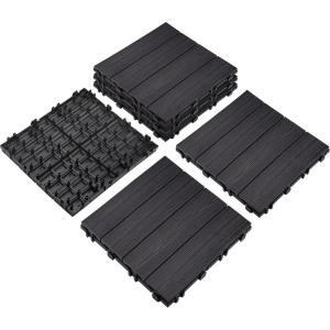 Design House Straight Edge Trim for Square Deck Tiles, Covers 6 Square Feet, Ebony, 4-Pack(Ebony)