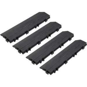 Design House Straight Edge Trim for Square Deck Tiles, Covers 6 Square Feet, Ebony, 4-Pack(Modern Ebony)