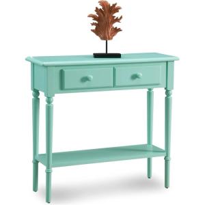 Leick Coastal Narrow Hall Stand/Sofa Table with Shelf, Kiwi Green, 11D x 30W x 28H in