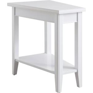 Leick Home 10502-WT Laurent Recliner Wedge Table with Shelf, White