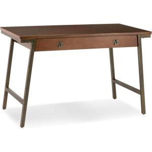 Leick Home 11400-GR Empiria Mixed Metal and Wood Computer Desk, Gray/Matte Black(Walnut and Foundry Bronze)