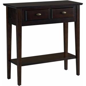 Leick Home 24032 Beckett One Drawer Hall Stand with Shelf for Living Room, Hallway, Entryway, Anthracite/Pewter(Chocolate Oak)