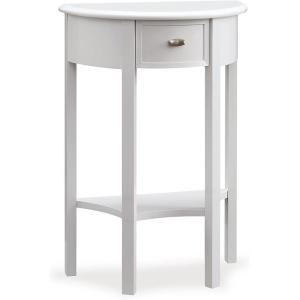 Leick Home 24032 Beckett One Drawer Hall Stand with Shelf for Living Room, Hallway, Entryway, Anthracite/Pewter(Cottage White)