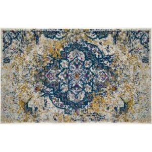Leick Home 594358 Vienne Vintage Turkish Medallion Ivory and Navy Living Room Bedroom Area Rug 1’9″ x 2’9″(Navy/Gold)