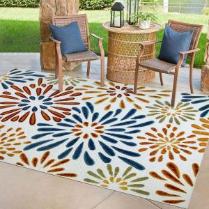Leick Home 595405 Beam Flower Indoor Outdoor Area Rug Rectangle 5’3″x7′