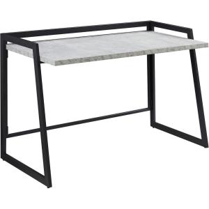 Leick Home 70004-CCGM Mixed Metal and Wood Desk, Concrete/Gunmetal(Concrete/Gunmetal)