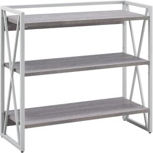 Leick Home 70009-WWNK Mixed Metal and Wood X Design Bookshelf, Weathered Wood/Nickel