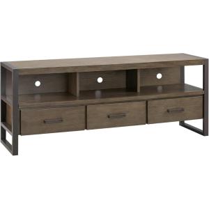 Leick Home 87350 Three Door TV Stand with Cabinet Storage for 55″ TV’s, Westwood Brown Cherry(Smoke Gray / Gunmetal)