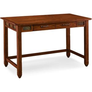 Leick Home 89400 Rustic Oak and Slate Laptop Desk with Drop Front Keyboard Drawer, Distressed Rustic Autumn(Distressed Rustic Autumn)