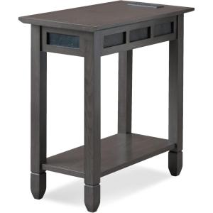 Leick Home 89400 Rustic Oak and Slate Laptop Desk with Drop Front Keyboard Drawer, Distressed Rustic Autumn(Smoke Gray)