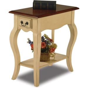 Leick Home 9018-IV French Cabriole Leg One Drawer Side Table with Shelf, Ivory