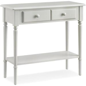Leick Home Coastal Console Table, Solid Wood, 2 Storage Drawers, Bottom Display Shelf, Narrow Depth, Easy-Assembly, For Living Room/Hallway, Orchid White, 30.0 in. W x 11.0 in. D x 28.0 in. H, 2027-WT(Orchid White)