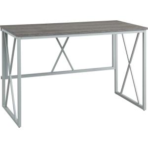 Leick Home Collapsible X Writing Computer Desk Space Saving for Bedroom, Home Office, Small Spaces, Fully Assembled in Weathered Wood/Satin Nickel, 70002-WWNK