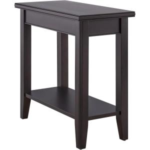 Leick Home Laurent End Table, Solid Wood, Bottom Display Shelf, Narrow, Easy-Assembly, for Living Room/Bedroom, Black, 24.0 in. L x 12.0 in. W x 24.0 in. H, 10505-BK(Black)