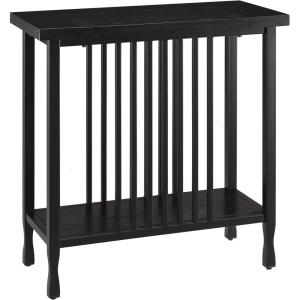 Leick Home Laurent End Table, Solid Wood, Bottom Display Shelf, Narrow, Easy-Assembly, for Living Room/Bedroom, Black, 24.0 in. L x 12.0 in. W x 24.0 in. H, 10505-BK(Black Wash)