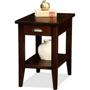 Leick Home Laurent End Table, Solid Wood, Bottom Display Shelf, Narrow, Easy-Assembly, for Living Room/Bedroom, Black, 24.0 in. L x 12.0 in. W x 24.0 in. H, 10505-BK(Chocolate Cherry)