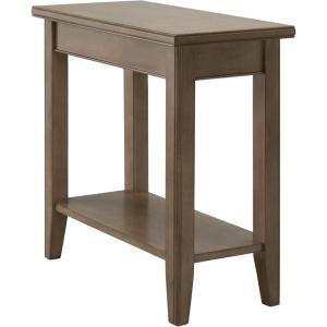 Leick Home Laurent End Table, Solid Wood, Bottom Display Shelf, Narrow, Easy-Assembly, for Living Room/Bedroom, Black, 24.0 in. L x 12.0 in. W x 24.0 in. H, 10505-BK(Grey)