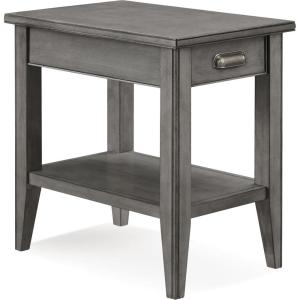 Leick Home Laurent End Table, Solid Wood, Bottom Display Shelf, Narrow, Easy-Assembly, for Living Room/Bedroom, Black, 24.0 in. L x 12.0 in. W x 24.0 in. H, 10505-BK(Smoke Gray)