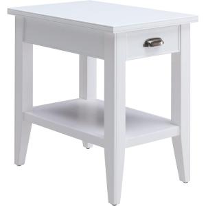 Leick Home Laurent End Table, Solid Wood, Bottom Display Shelf, Narrow, Easy-Assembly, for Living Room/Bedroom, Black, 24.0 in. L x 12.0 in. W x 24.0 in. H, 10505-BK(White)