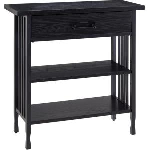 Leick Home Mission Impeccable Bookshelf, Solid Wood, 2 Drawers, 2 Shelves, Slatted Sides, Blackened Hardware, Easy Assembly, Russet Brown, 12 in D x 34 in W x 30 in H, Item 8261(Black Wash / Matte Black)