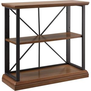 Leick Home Mission Impeccable Bookshelf, Solid Wood, 2 Drawers, 2 Shelves, Slatted Sides, Blackened Hardware, Easy Assembly, Russet Brown, 12 in D x 34 in W x 30 in H, Item 8261(Willow / Gunmetal)