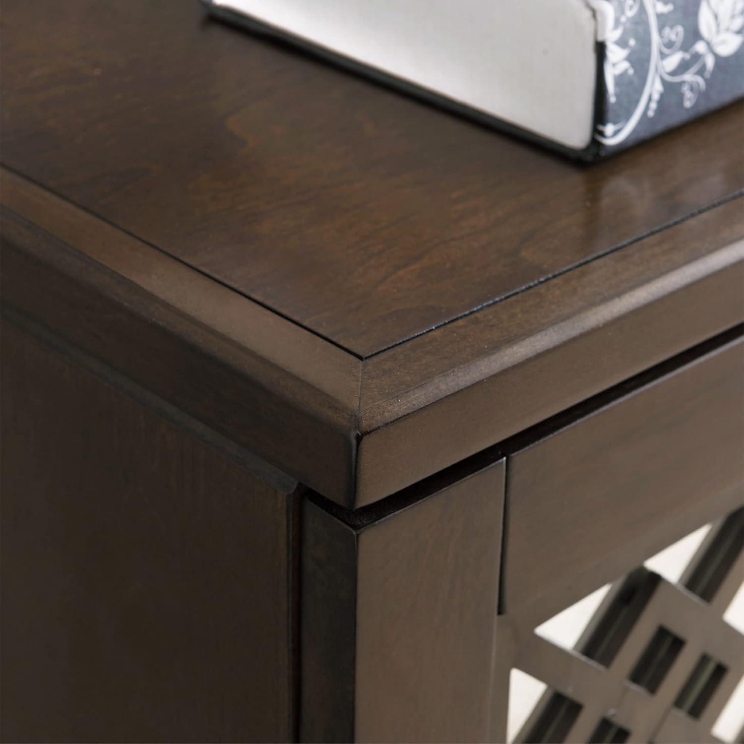 image:imageLeick Home 10083WA Mirrored Diamond Filigree HallstandEntryway Table with Adjustable Shelf WalnutWalnut